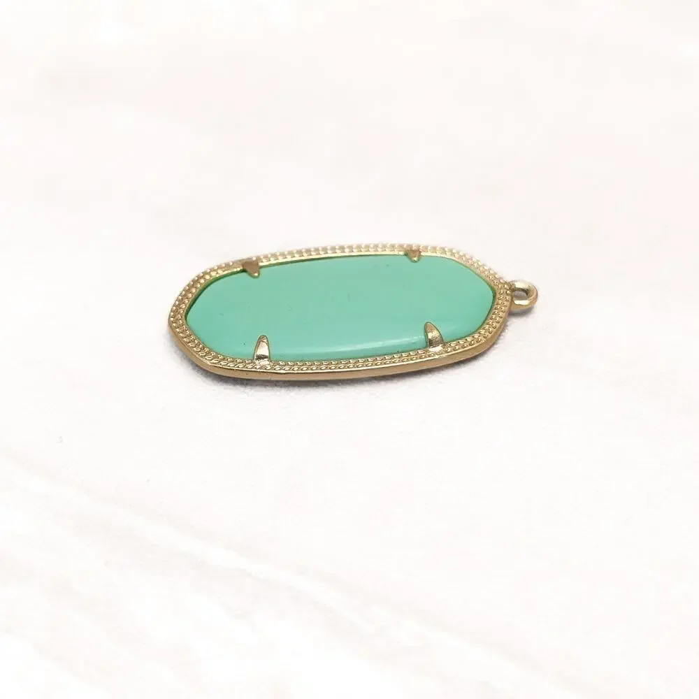 Mint Green & Gold Tone Pendant - Just Over 1.5